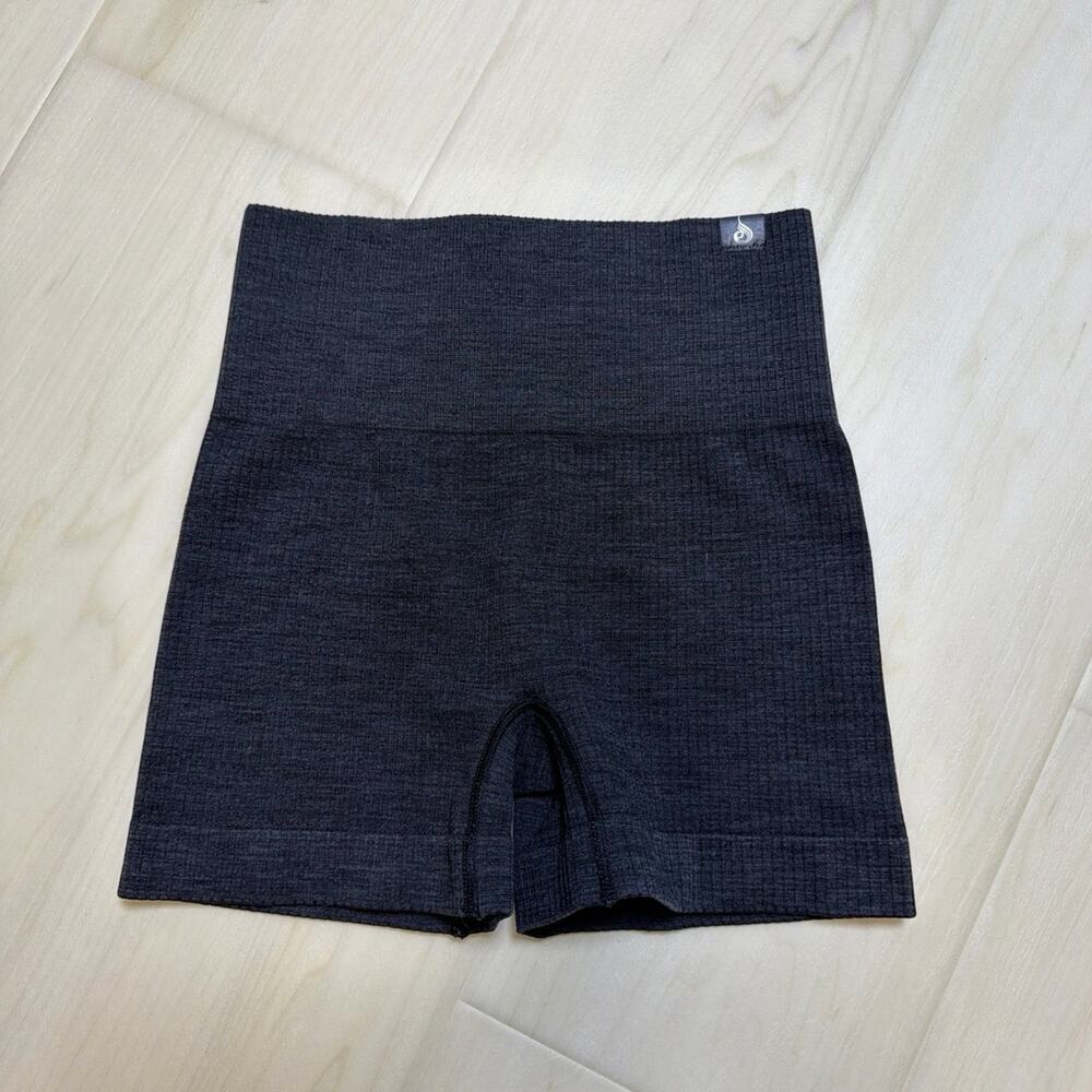 Ryderwear Charcoal Ribbed Seamless High Waist Gym Training Biker Shorts Size XS